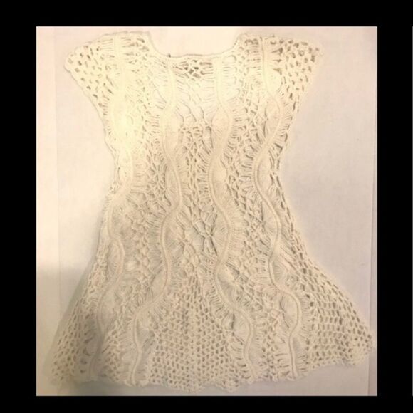 LIQUID BY SIONI OPEN KNIT CROCHET SWEATER TOP S - Picture 3 of 6